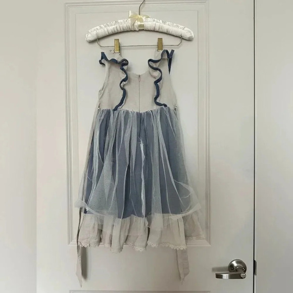 Only Little Once Dress Blue with Beige Trim 8 - Picture 9 of 9